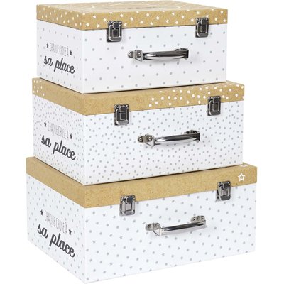 Set de 3 valisettes de rangement enfant étoiles CMP