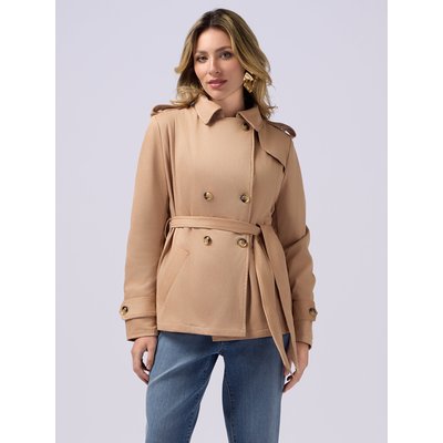 Trench court non doublé réalisé en tissu effet daim OLTRE