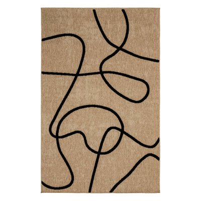 Tapis intérieur effet jute, motif graphique en relief noir THOMAS SWEEEK