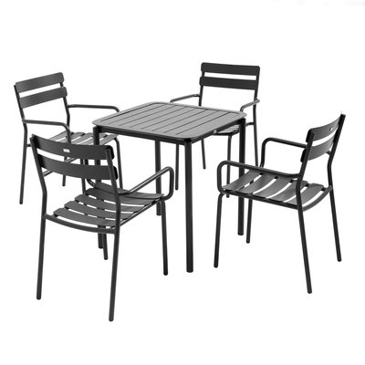 Table de terrasse 70 cm et 4 fauteuils en aluminium, ALMADA OVIALA