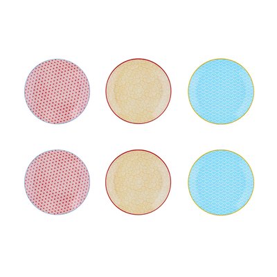 Lot de 6 assiettes à dessert en porcelaine, PATTERN BJORN