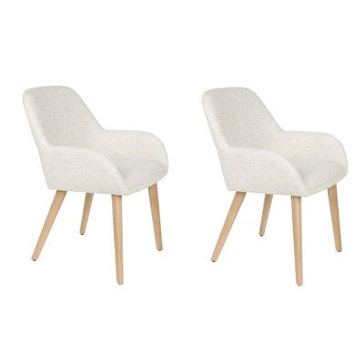 Fauteuil design LOUA, Tissu texturé et pieds bois ZUIVER