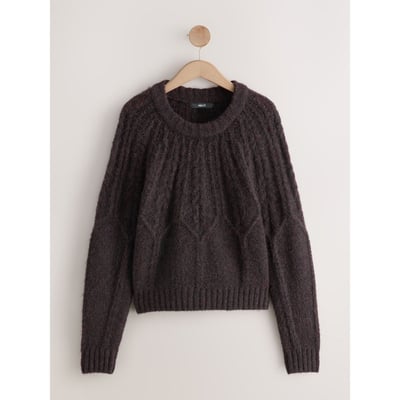 Pull ras du cou en maille torsadée laine NEXT