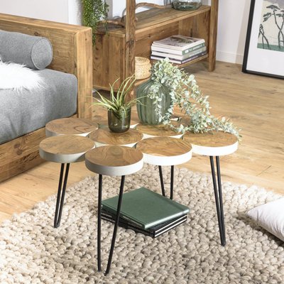 Table basse rondelles en teck recyclé 80 cm PIER IMPORT