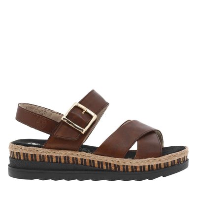 Sandales cuir talon compensé bas RIEKER