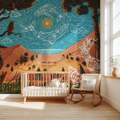 Papier peint océan mythologique chambre enfant HEXOA