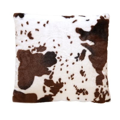 Coussin garni à motif peau de vache et dos en velours - QABANE HOME MAISON