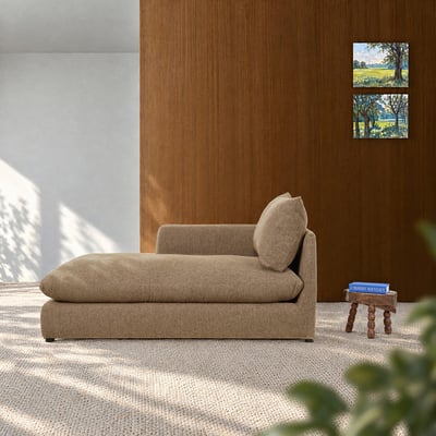 Méridienne gauche modulable en tissu texturé  LEOPOLD BERAH GETAH