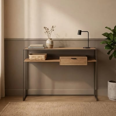 Console design en bois et métal avec 1 tiroir - ESTER HELLIN, DEPUIS 1862