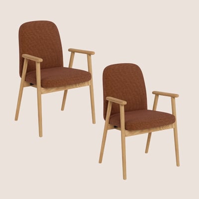 Chaises scandinaves en tissu terracotta et chêne (lot de 2) - ALVINA HELLIN, DEPUIS 1862