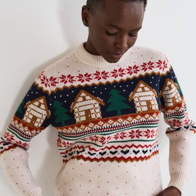 Pull jacquard fantaisie en laine MONOPRIX