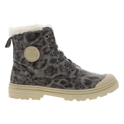 Bottines grises à imprimé léopard à talon décroché bas avec zip et lacets MUSTANG