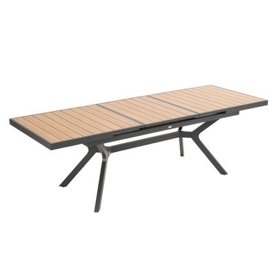 Table de jardin extensible en aluminium et effet bois, SAVANNAH OVIALA