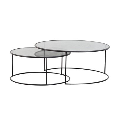 Table basse gigogne en métal et verre  ALICE MADE IN MEUBLES 