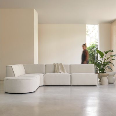Canapé d'angle modulable en tissu beige, 5-6 places DARIO TIKAMOON