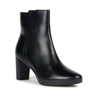 Bottines cuir zippées à talon Walk Pleasure GEOX