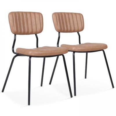 Lot de 2 chaises en textile enduit et bois FSC, YORK OVIALA