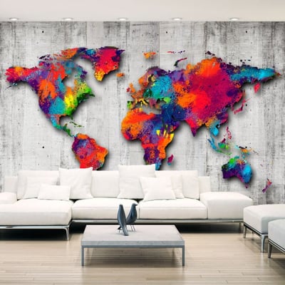 Papier peint intissé panoramique Carte du monde Concrete World EDEN
