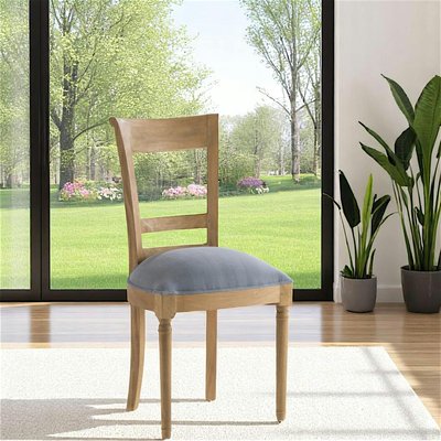 Chaise en bois et tissu gris LEON AMADEUS PIER IMPORT