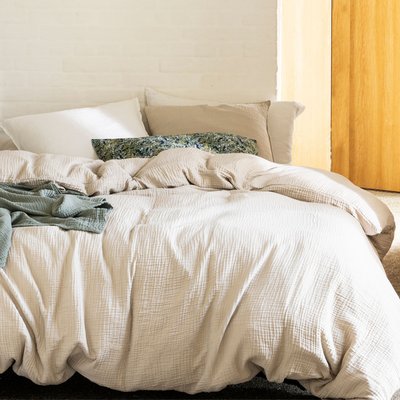 Housse de couette en gaze de coton, SIMPLEMENT GAUFRÉ BLANC CERISE