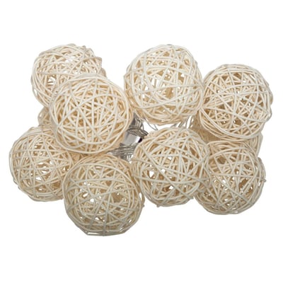 Guirlande lumineuse 10 boules LED en rotin ATMOSPHERA