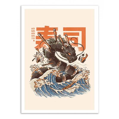 Affiche d’art 50 x 70 cm - Great Sushi Dragon - Ilustrata WALL EDITIONS