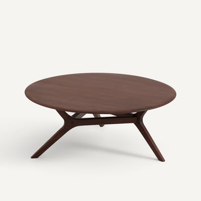 Table basse en noyer massif, diamètre 90 cm, MARICIELO AM.PM