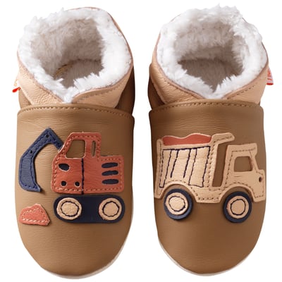 Chaussons bébé cuir souple Bartholomé le chantier fourré TICHOUPS