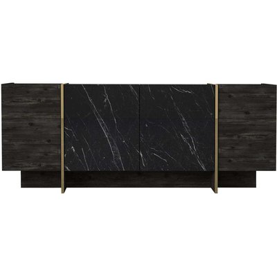 Buffet en aggloméré imitation marbre noir Veyron HANAH HOME