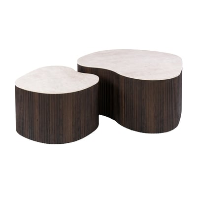 Table basse céramique et bois (lot de 2) MAHAL PIER IMPORT