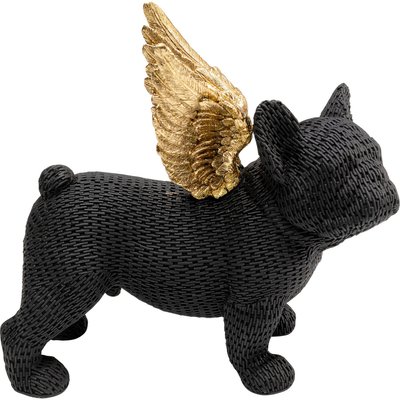 Déco bouledogue noir texturé ailes dorées KARE DESIGN