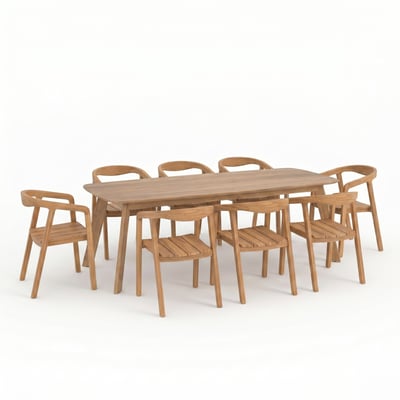 Table et chaises de jardin en bois de teck recyclé, 10 personnes - LUMO MAISON PAVANE
