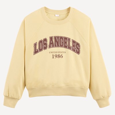 Campus print fleece sweatshirt with crew neck LA REDOUTE COLLECTIONS