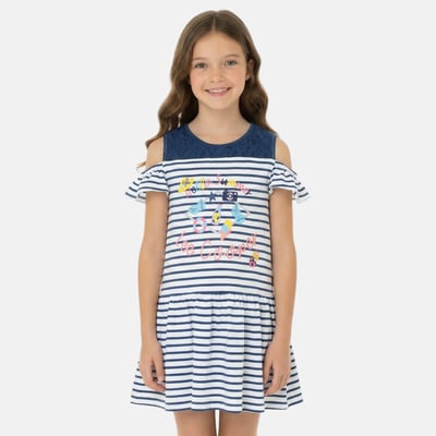 Robe rayée à épaules dénudées imprimée, coupe décontractée, col rond et sans manches ST MALO LEE COOPER