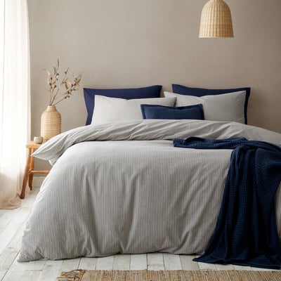 Cotton Rich Narrow Woven Stripe Duvet Cover Set PINEAPPLE ELEPHANT