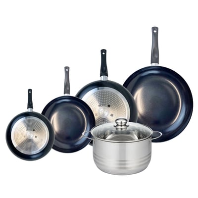 Batterie 4 poêles 20/24/28/32cm + 1 faitout 24cm PRIMA BRILLANT ELO