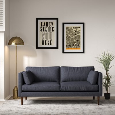 Gabriela Modern Soft Brushed 3 Seater Feather Sofa with Dark Wood Legs SO'HOME