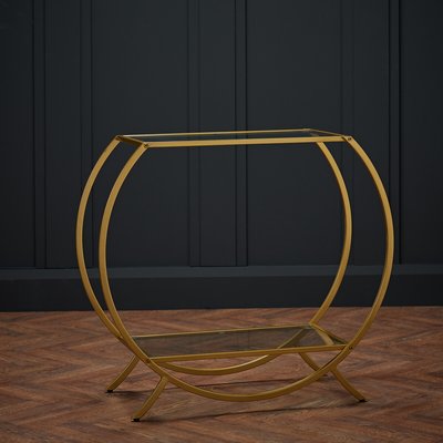 Round Glass and Gold Console Table SO'HOME