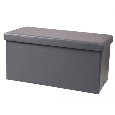 Banquette Coffre de Rangement Similicuir Gris WADIGA
