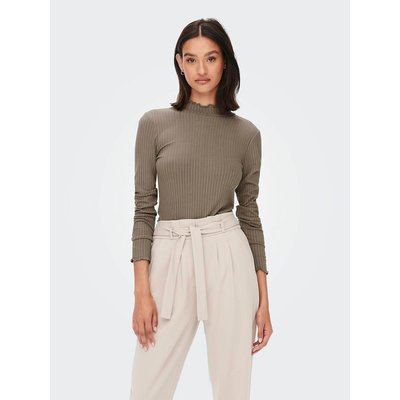 Camiseta de canalé, cuello alto JDY