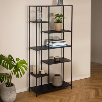 Bibliothèque scandinave en métal noir 6 tablettes - HARLOW HELLIN, DEPUIS 1862