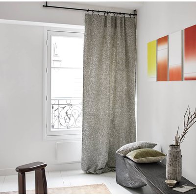 Rideau Pietro Tamisant en Texture bouclette au motif micro damier Blanc 136x350 cm MADURA
