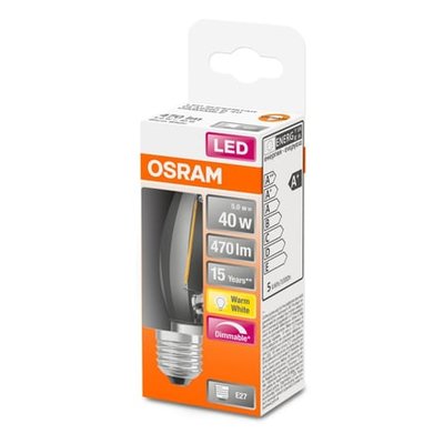 Ampoule Led Flamme Verre Clair E27 5w=40 Chaud Dimmable OSRAM