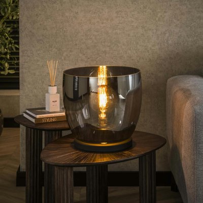 Lampe de salon moderne avec vasque en verre gris fumé 32 cm NIAGARA PIER IMPORT