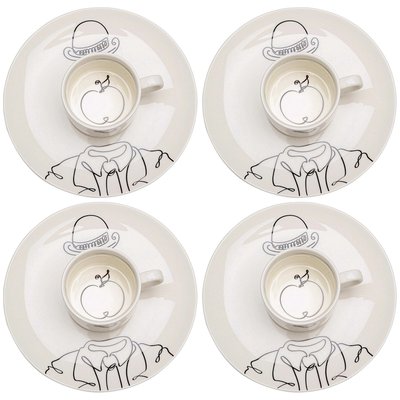 Lot de 4 tasses à café pomme, FAVOLA KARE DESIGN