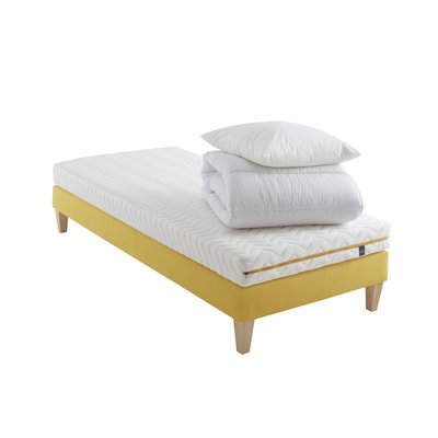 Ensemble matelas mousse, sommier, pieds, couette et oreiller Aurore 200 SOMEO