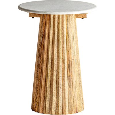 Table de bar en marbre, ronde, Plissé Wood RECOLLECTION