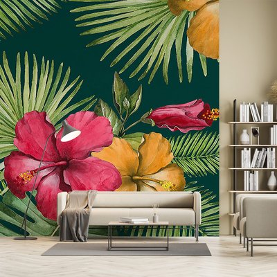 Papier peint fleurs d hibiscus HEXOA