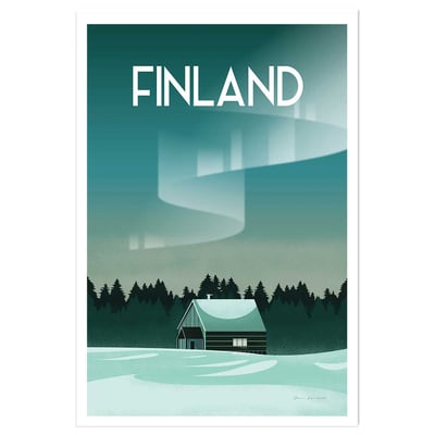 Affiche voyage laponie finlandaise HEXOA