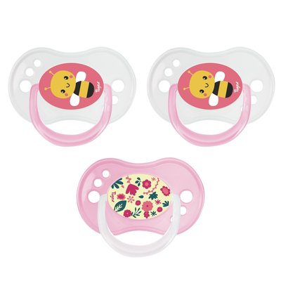 Lot de 3 Sucettes Jour / Nuit Silicone 0-6m  Fille TIGEX
